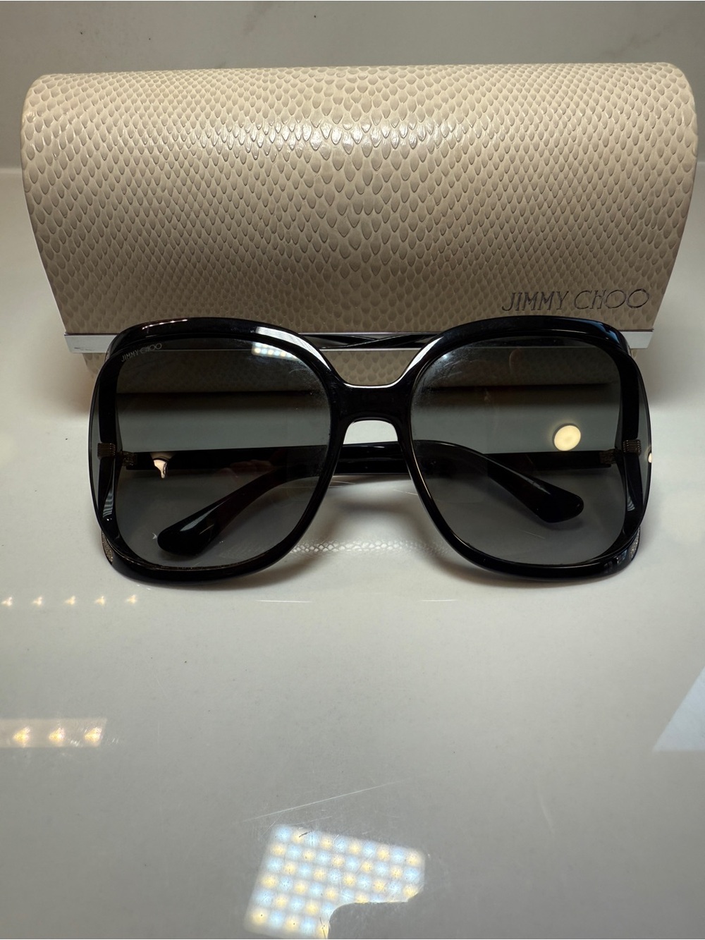 Jimmy Choo Black Gradient Oversized Square Sunglasses